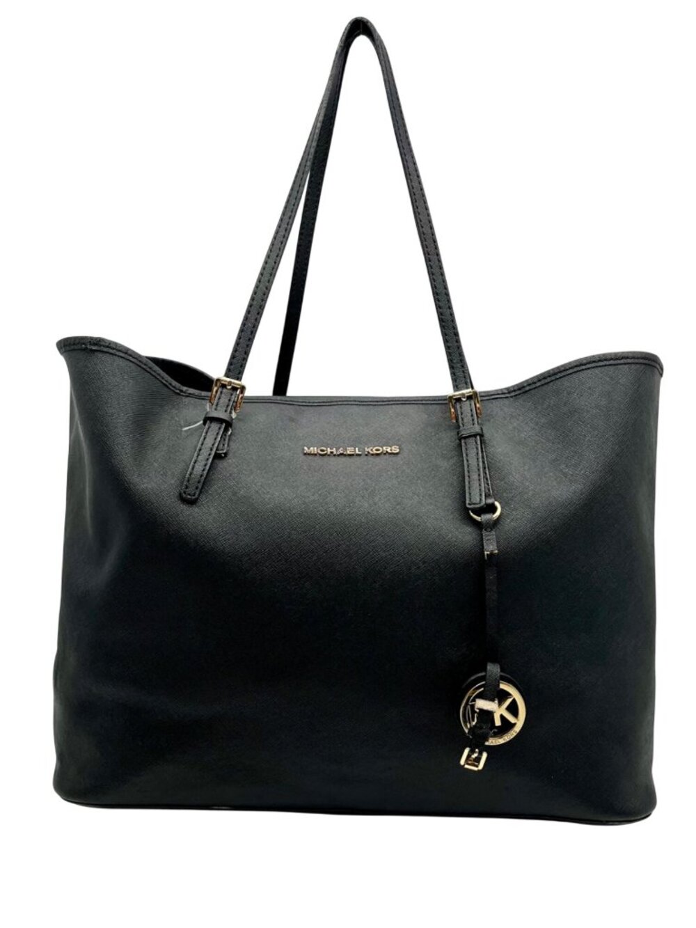 Michael Kors Black Saffiano Leather Jet Set Tote